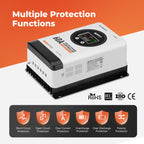 MPPT Solar Charge Controller 12V/24V/36V/48V 60A Max 150V Input, Multi-Functional Solar Controller,Long-Life Compatible with Multiple Types of Batteries for RV, Boat, Off-Grid Cabin